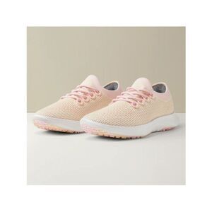 Allbirds W8.5 Peach Pink White Tree Dasher Two Knit Running Pull on Sneakers
